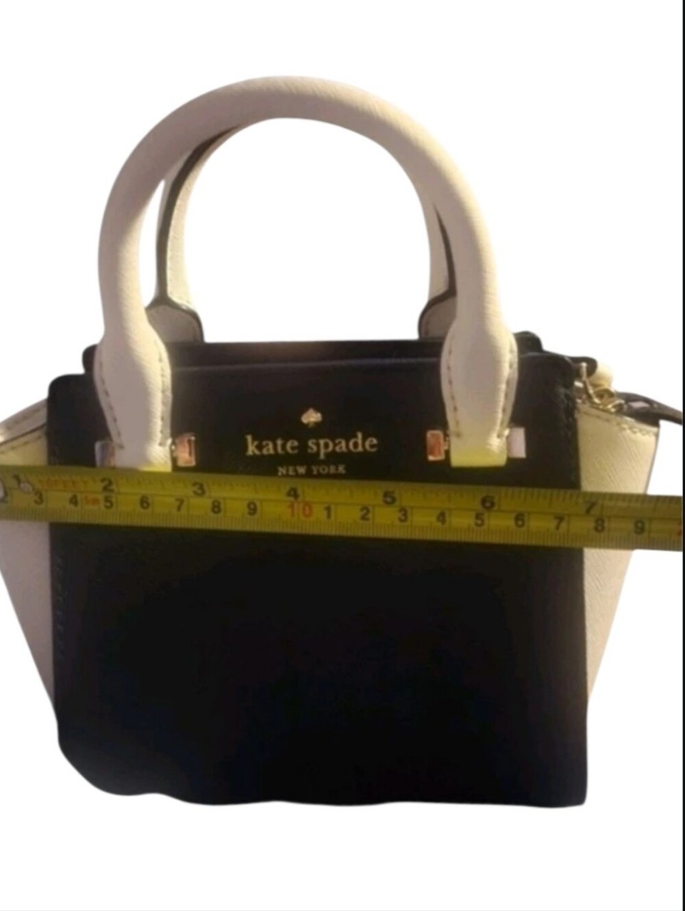 Kate Spade New York Hayden Saffiano Leather Crossbody Mini 2-Tone Black White - Picture 11 of 14